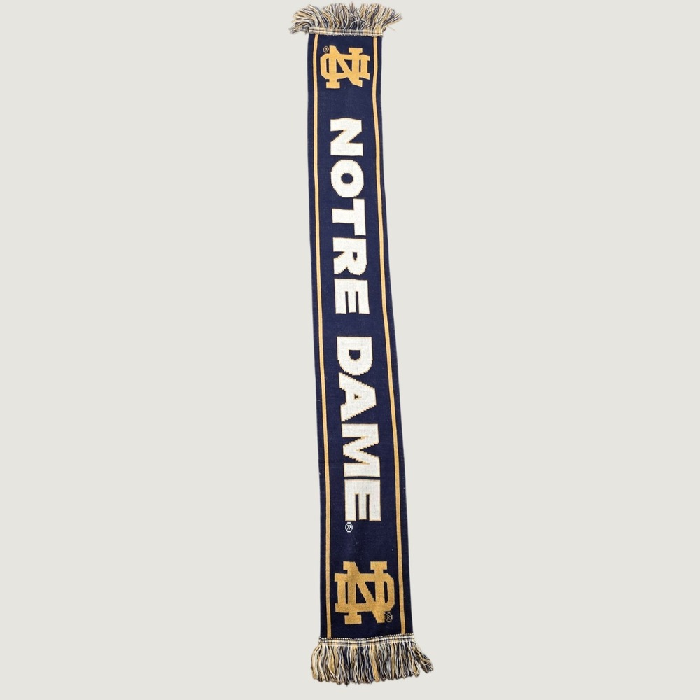 Sports Scarf Notre Dame Fighting Irish Navy Blue Gold Knit Fringe Scarf England